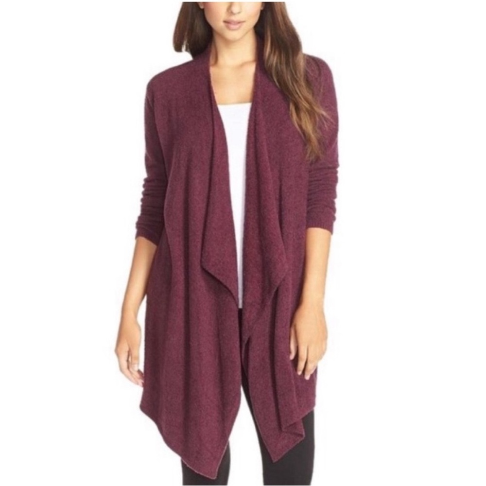 Barefoot Dreams CozyChic Lite Island Wrap Cardigan in Burgundy